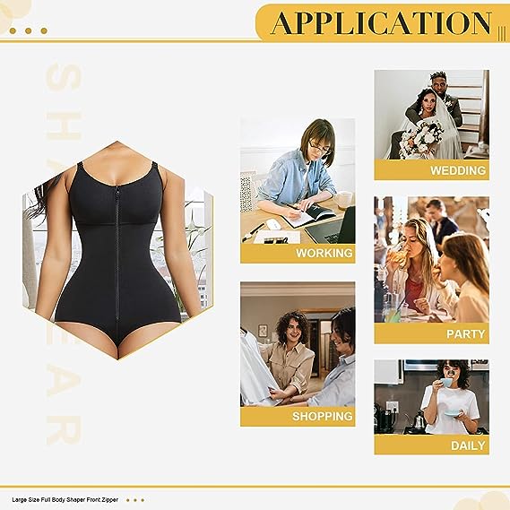FeelinGirl Women Shapewear Bodysuit Tummy Control Fajas Body Shaper for Women with Zipper