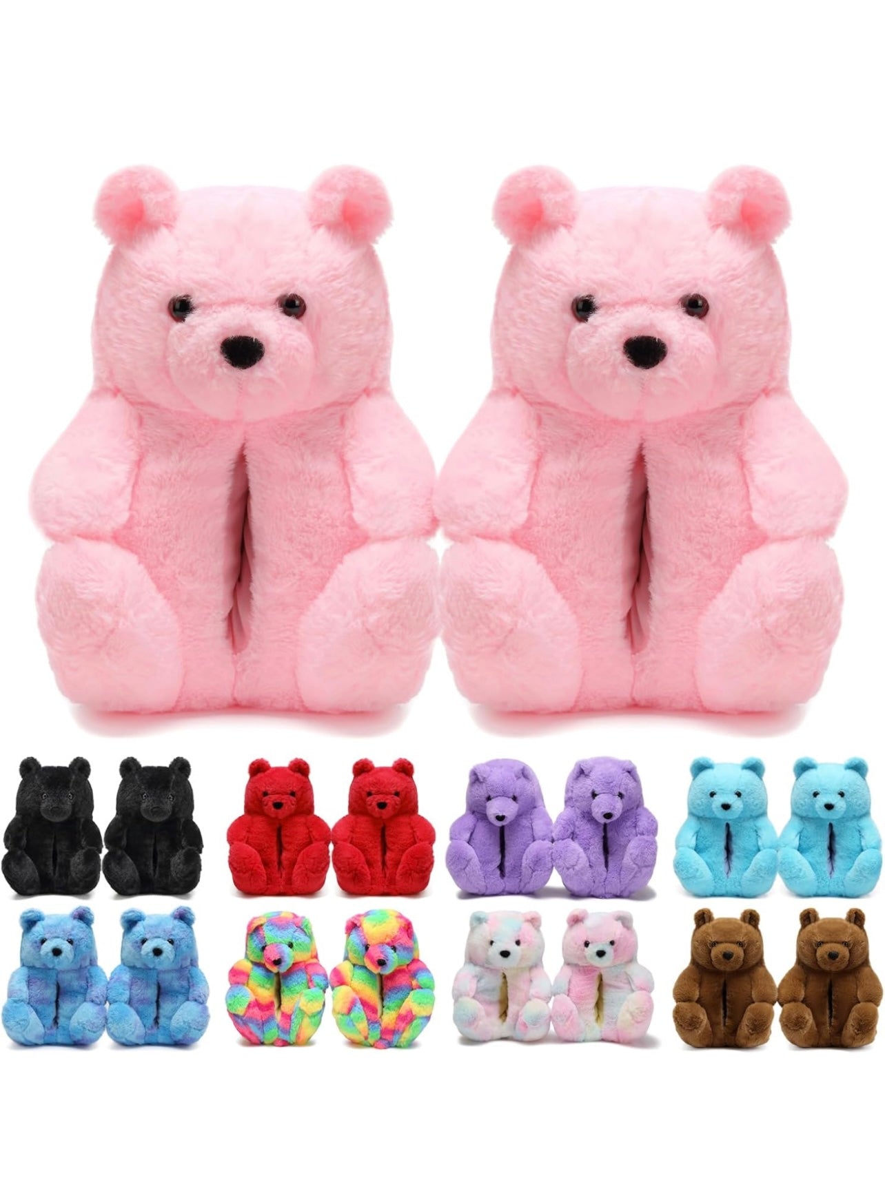 Women’s house indoor soft anti-slip winter warm plush floor shoes teddy bear slippers.