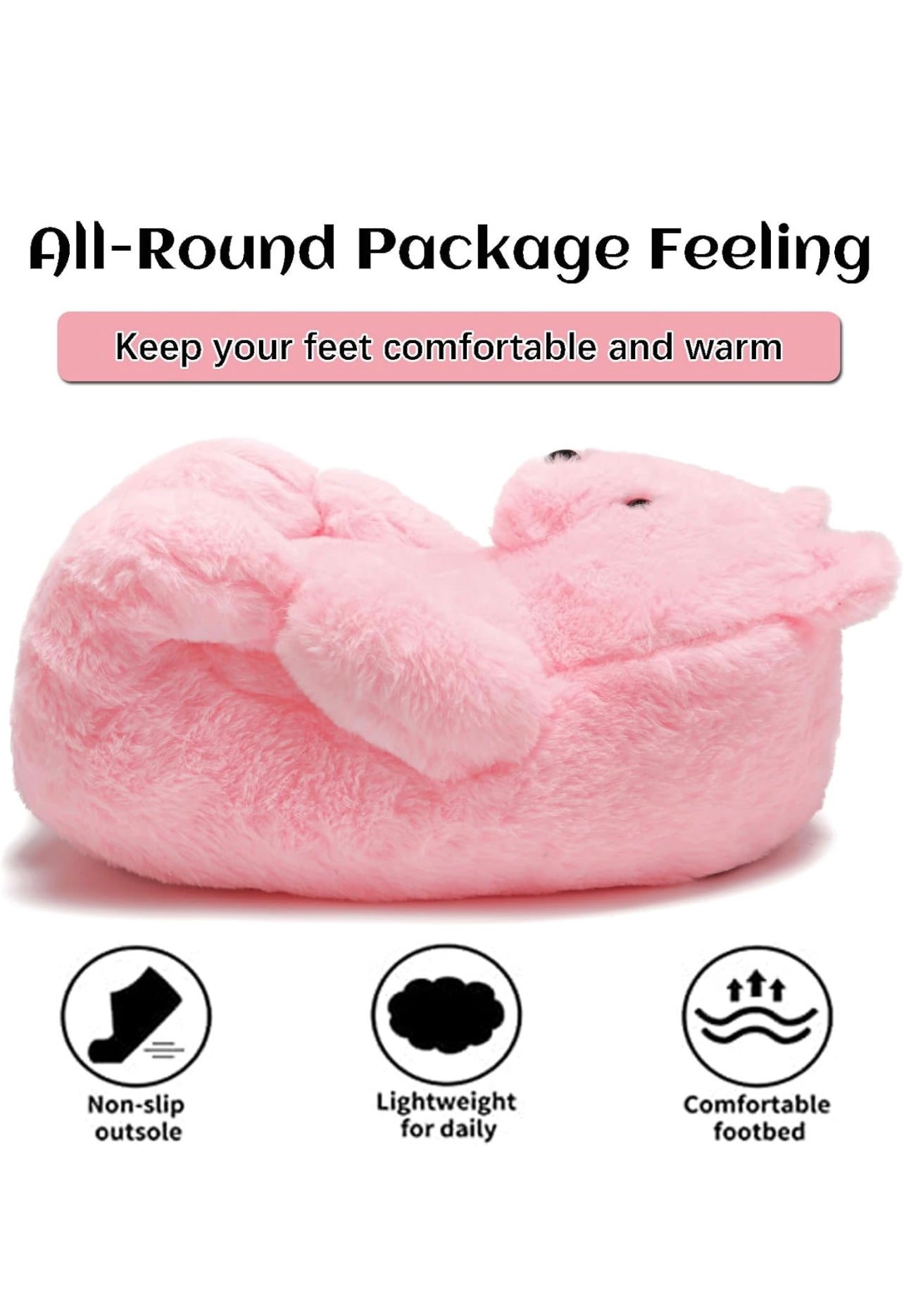 Women’s house indoor soft anti-slip winter warm plush floor shoes teddy bear slippers.