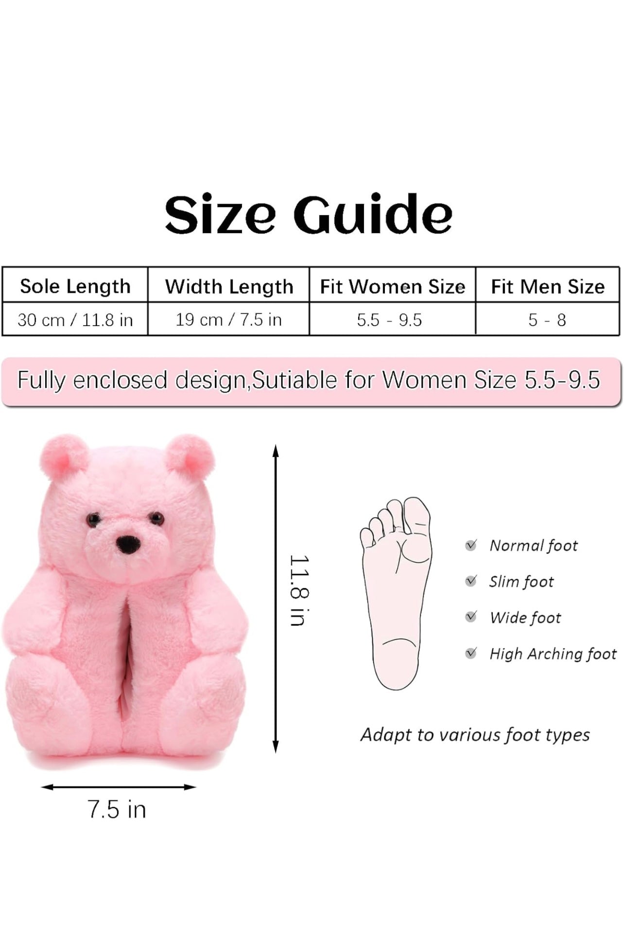 Women’s house indoor soft anti-slip winter warm plush floor shoes teddy bear slippers.